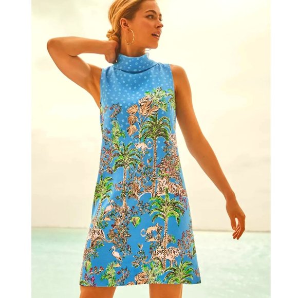 Lilly Pulitzer Dresses & Skirts - Portia Soft Shift Blue Thistle Tiger Queen by Lilly Pulitzer